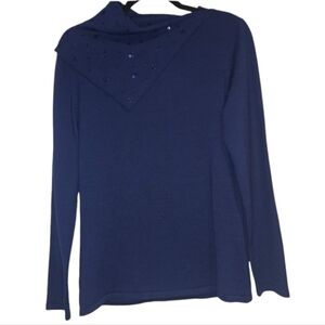 NWT! Wool Sweater Nurture Women's Medium Navy Blue Sequins Neckline NEW